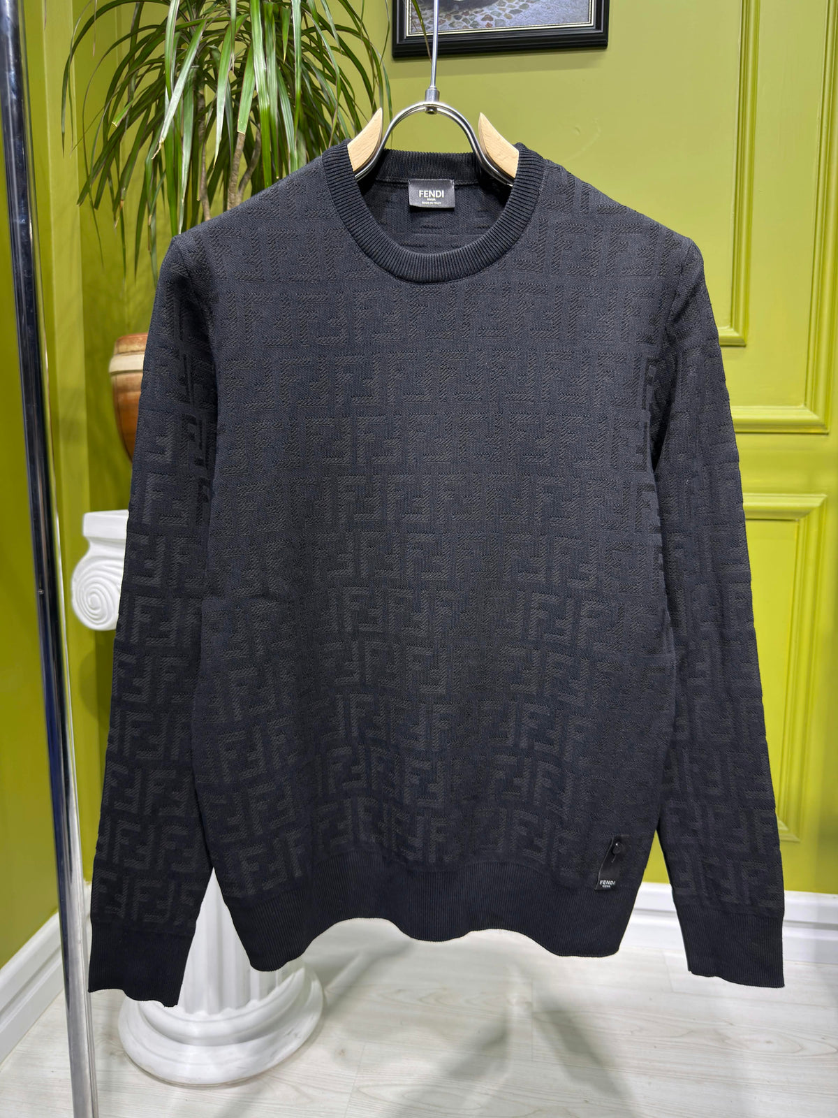 FF monogram Black Knitted pullover For Men