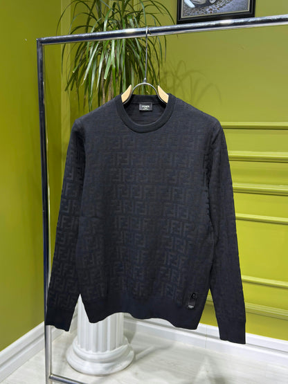 FF monogram Black Knitted pullover For Men