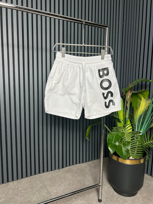 BOSS Black Logo White Swim Short For Men
