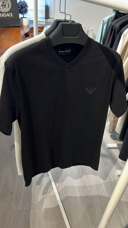 Emporio Armani Rubber Logo Black Tshirt