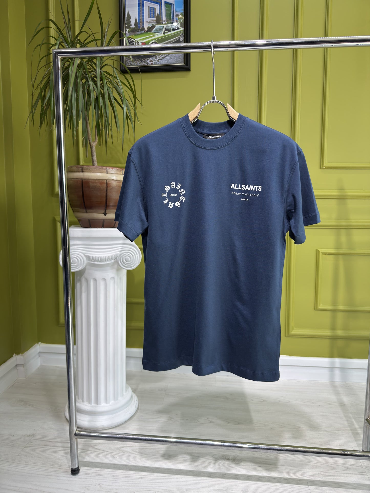 Allsaints Kindred Navy Tshirt For Men
