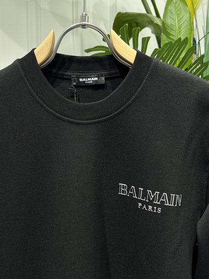 Balmain Vintage Gel Logo Black Sweatshirt For Men