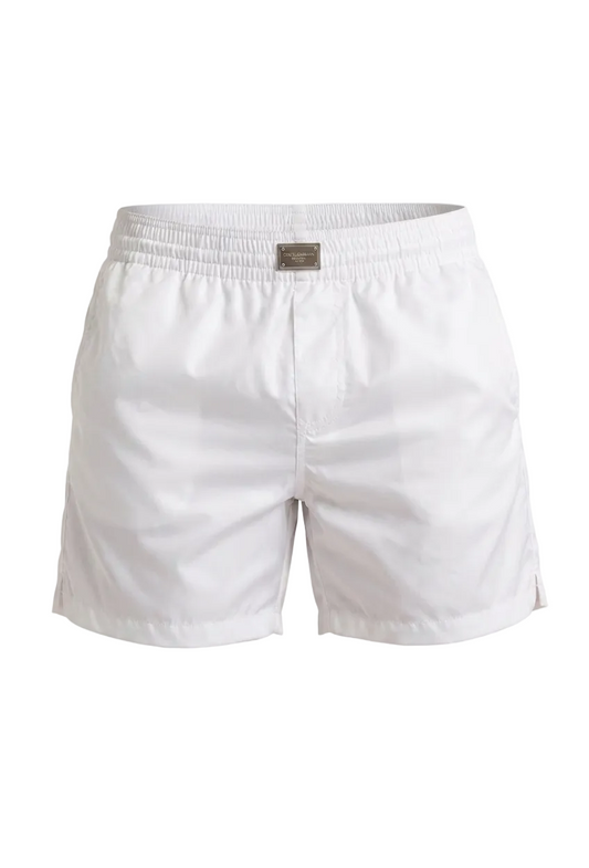 D&G Logo-plaque White Swim Short For Men