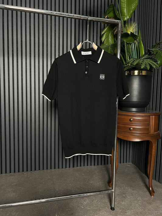 Embroidered Logo Black Triko Polo Tshirt For Men