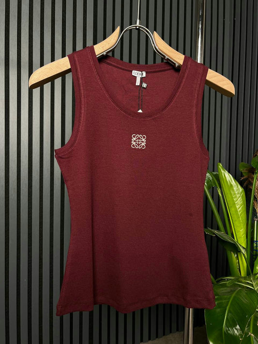 Anagram Ribbed Burgundy Tank Top For Women