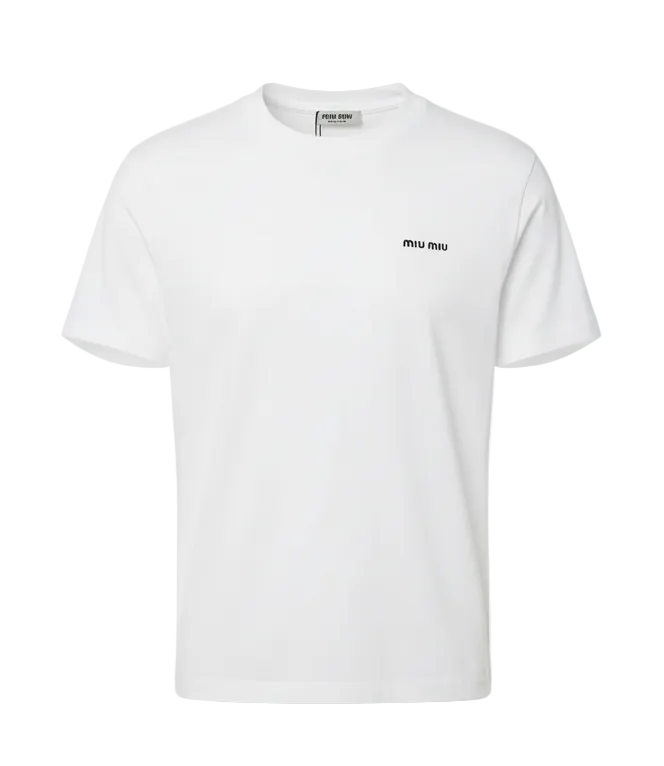 Miumiu Embroidered Logo White Tshirt For Men