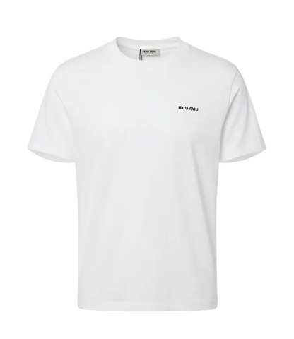 Miumiu Embroidered Logo White Tshirt For Men