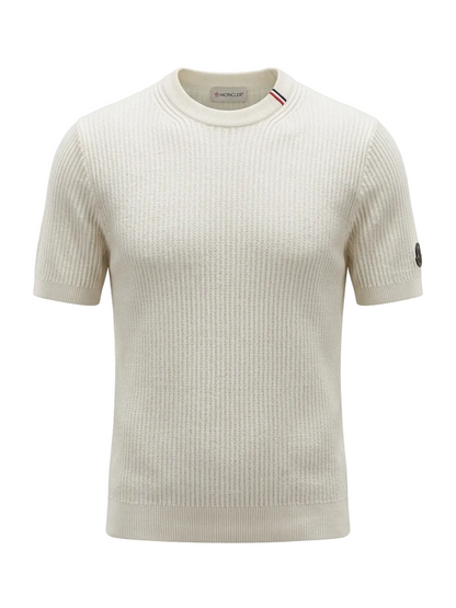 Moncler Offwhite Knitted Tshirt For Men