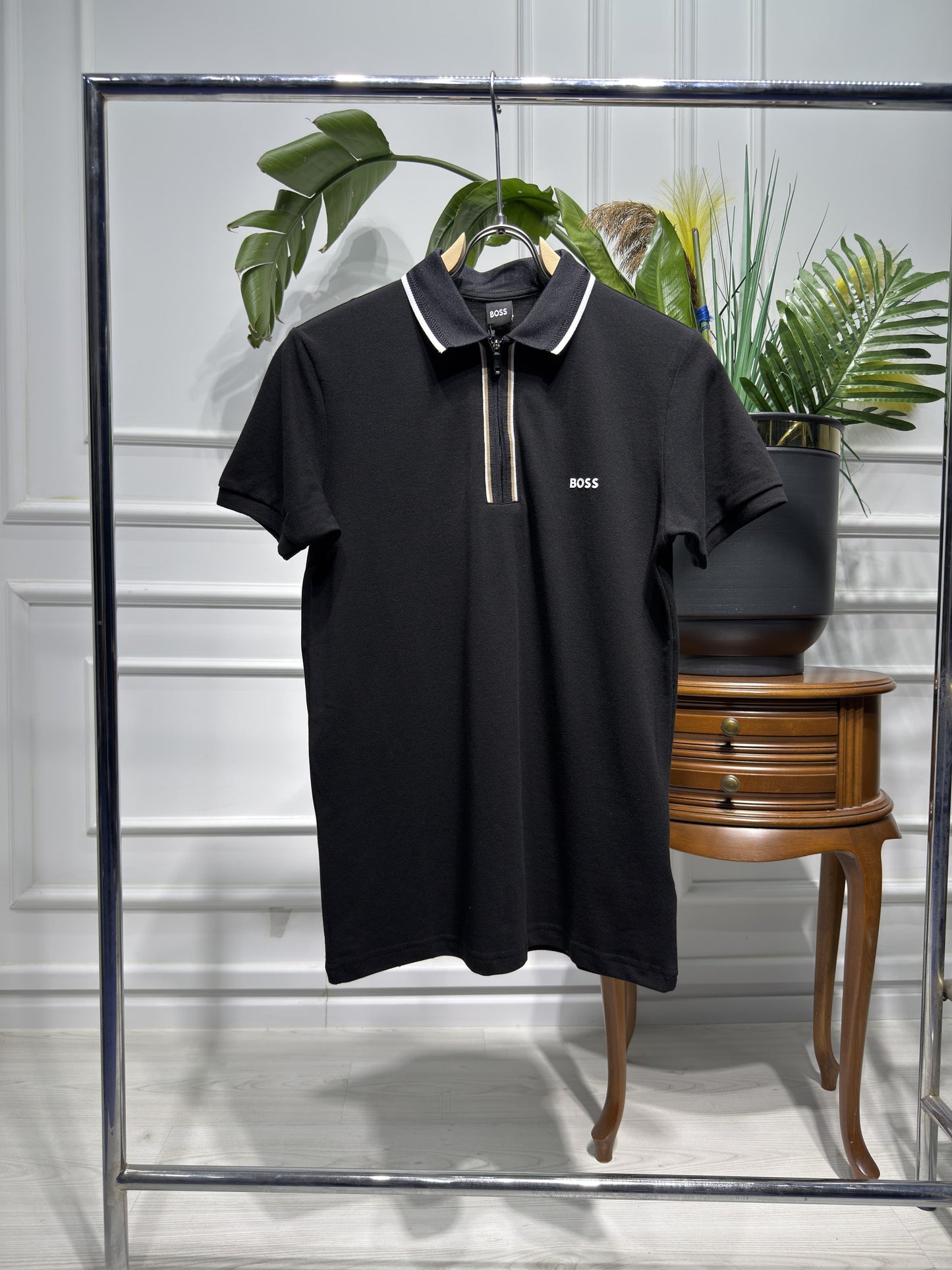 BOSS Rubber Logo Black Polo Tshrit For Men