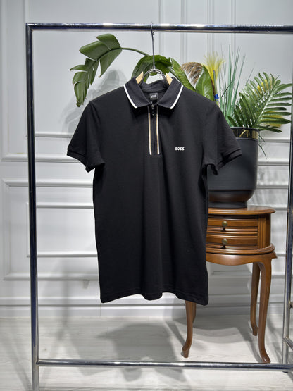 BOSS Rubber Logo Black Polo Tshrit For Men
