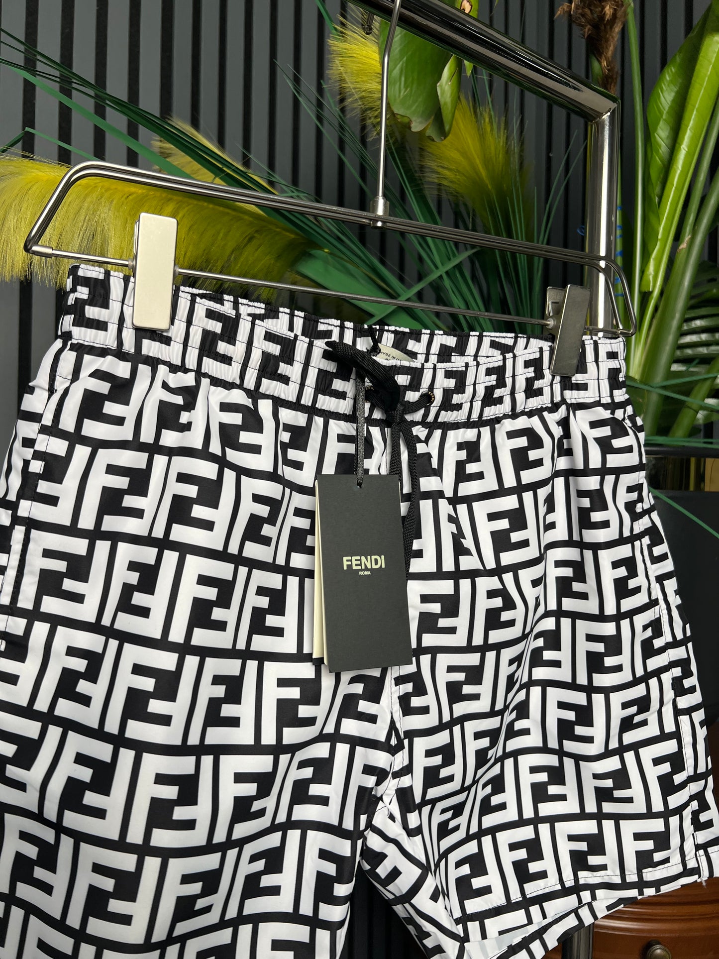 Fendi FF Black/White Swim Short For Men