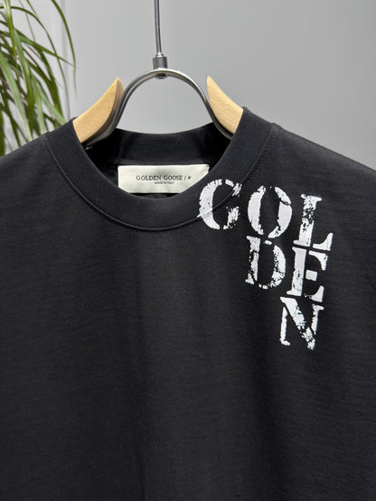 GOLDEN Printed Logo Black Tshirt For Men