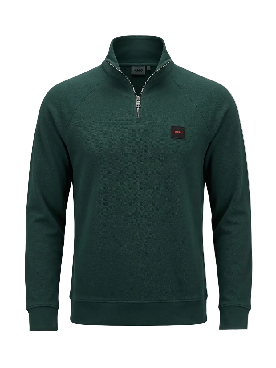 Hugo Boss Dark Green Half-Zipper Sweatshirt For Men