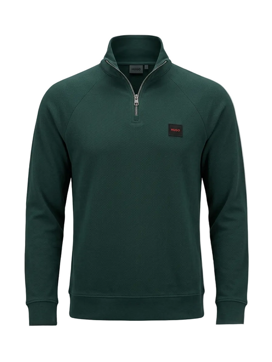 Hugo Boss Dark Green Half-Zipper Sweatshirt For Men