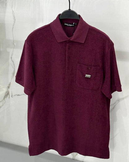 Dolce&Gabbana Terry Polo Burgundy Tshirt For Men