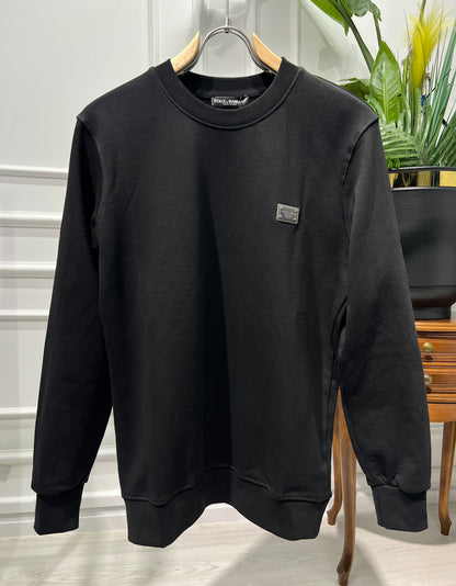 Dolce&gabbana Metal Logo Black Sweatshirt For Men
