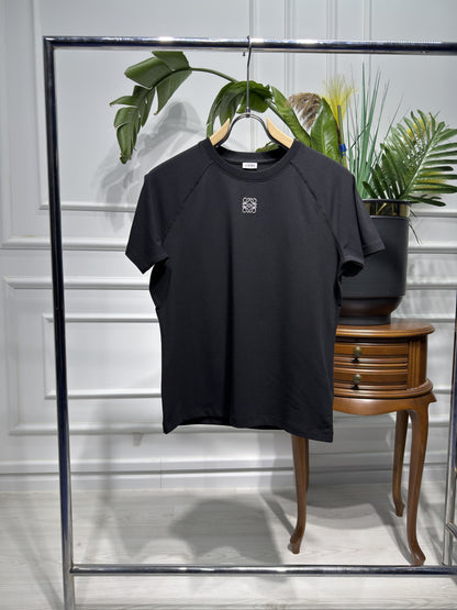 Anagram Embroidered Logo Black Tshirt For Women