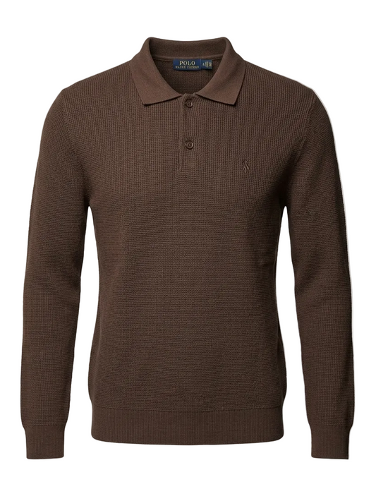 Ralph Lauren Brown Knitted Polo For Men
