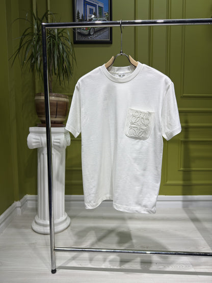 Loewe Embroidered Logo Pocket White Tshirt For Men