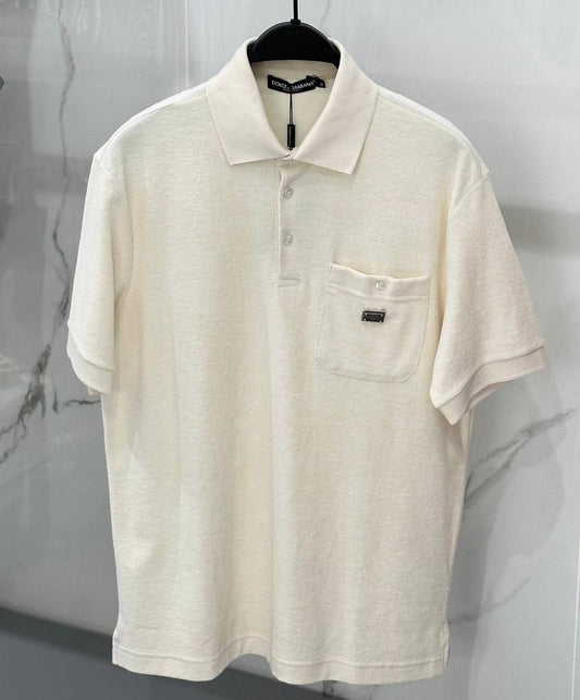 Dolce&Gabbana Terry Polo Offwhite Tshirt For Men