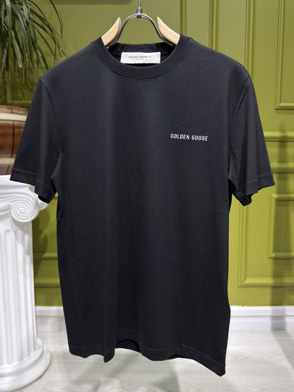 Golden Goose Logo Printed Black Tshirt For Men