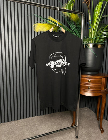 Karl Lagerfeld Logo Printed Black Tshirt For Men