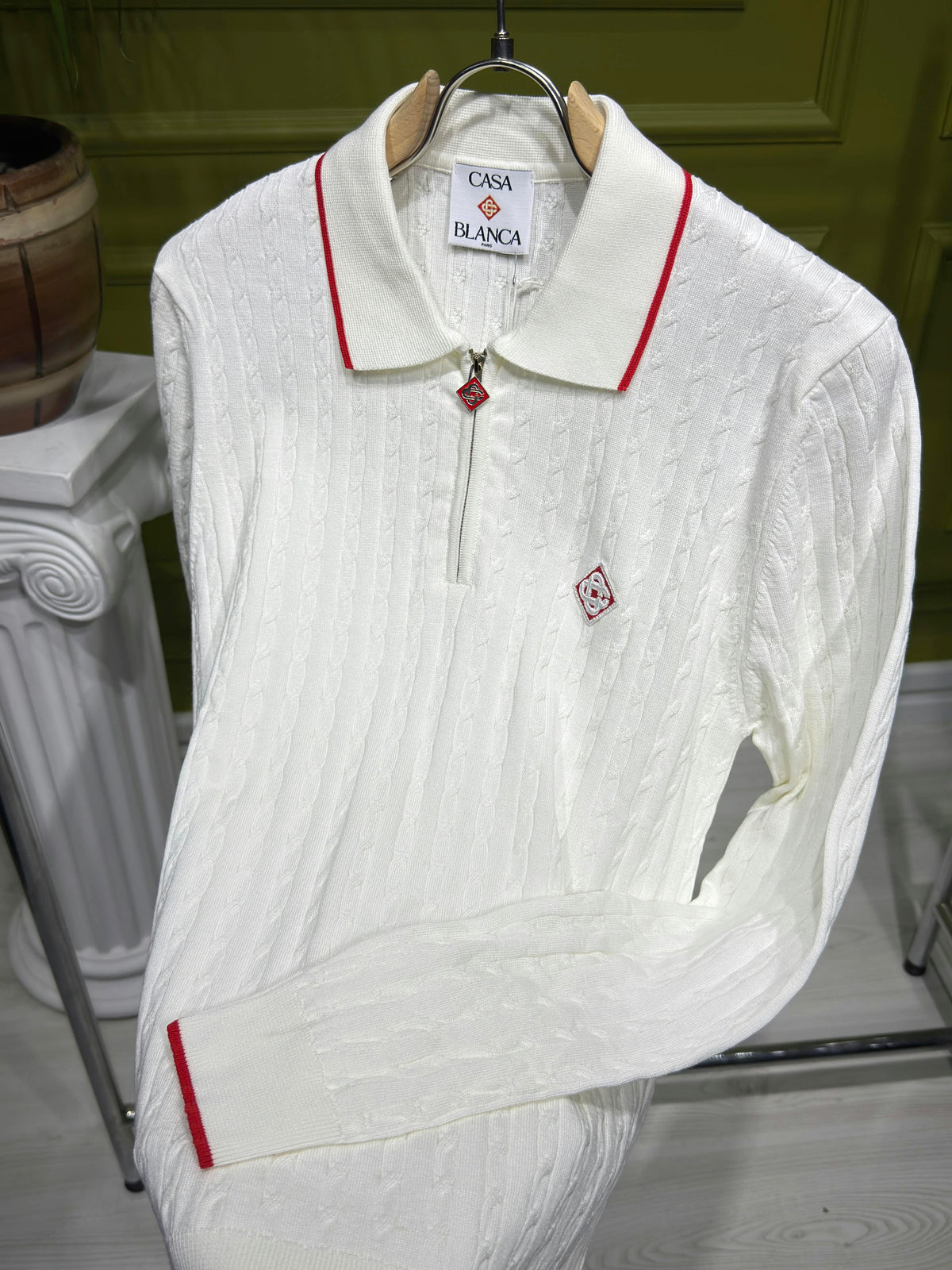 Casablanca White cable-knit polo for Men