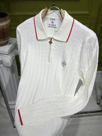 Casablanca White cable-knit polo for Men