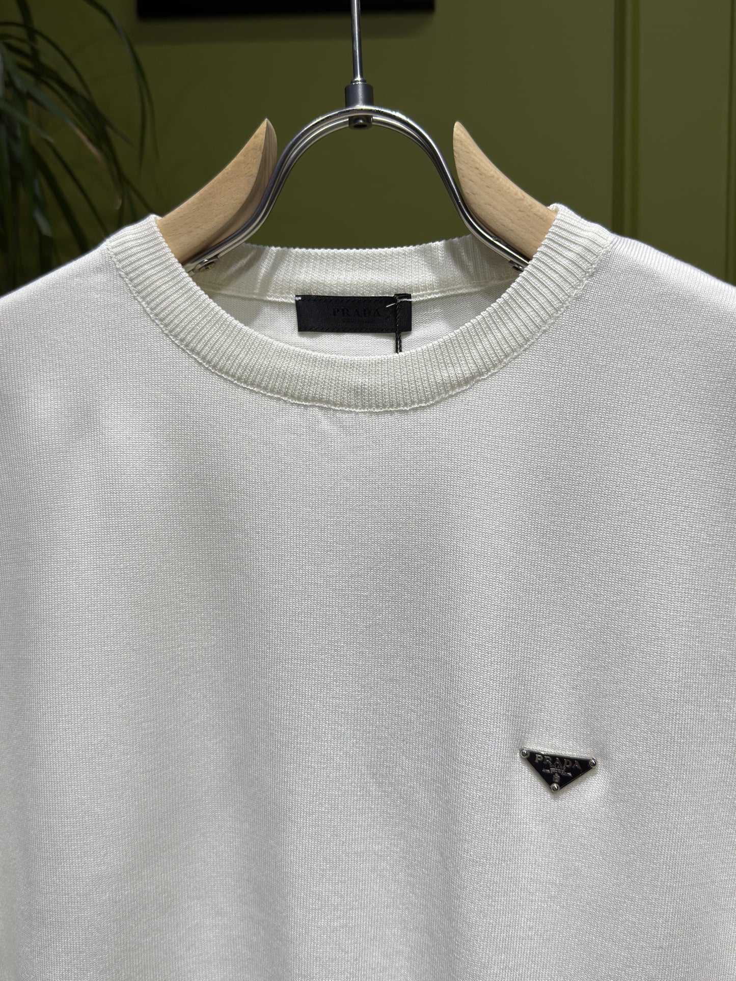 Prada White Knitted Tshirt For Men