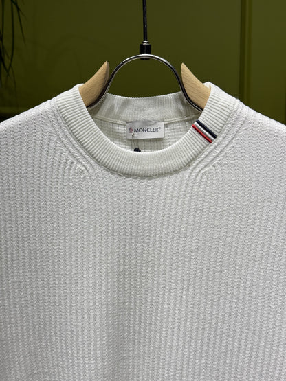 Moncler Offwhite Knitted Tshirt For Men
