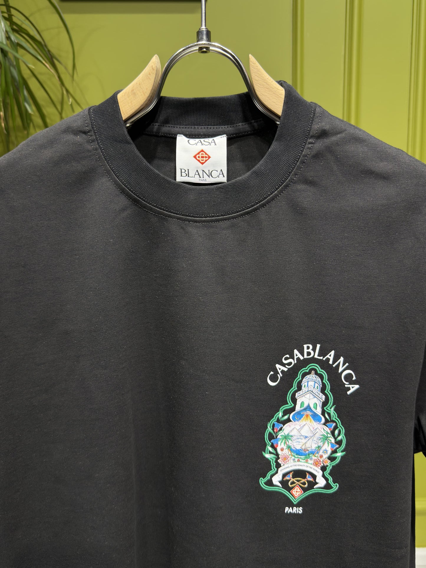 Casablanca Logo Printed Black Tshirt For Men