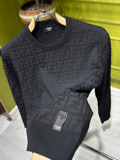 FF monogram Black Knitted pullover For Men