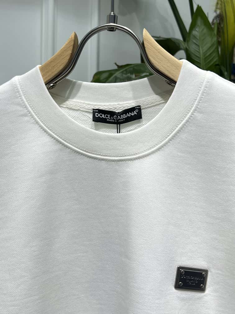 Dolce&gabbana Metal Logo White Sweatshirt For Men
