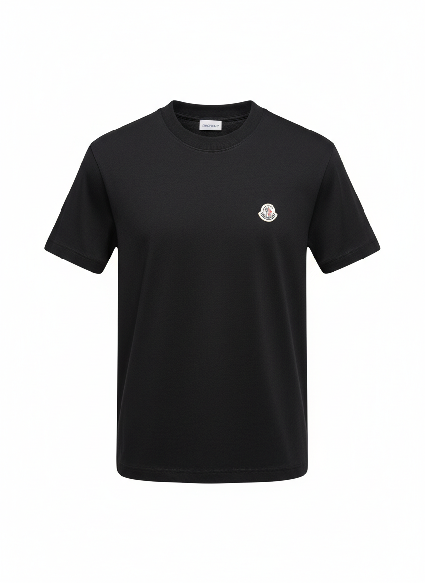 Embroidered Logo Black Tshirt For Men