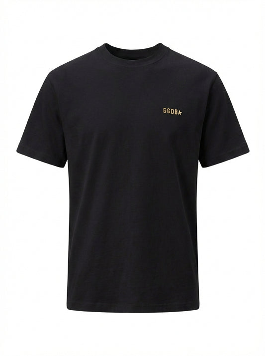 GGDB Gold Metal Logo Black Tshirt For Men