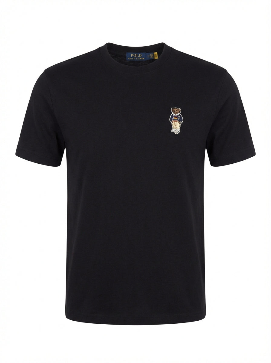 Polo Bear Embroidered Logo Black Tshirt For Men