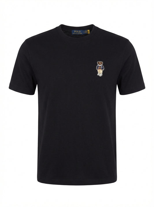 Polo Bear Embroidered Logo Black Tshirt For Men