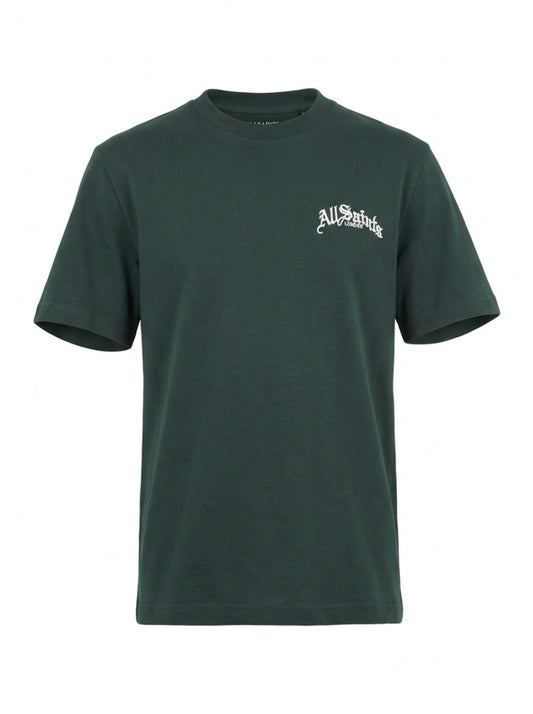 Embroidered Logo Dark Green Relaxed-fit Tshirt For Men