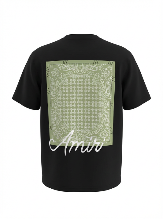 Amiri Bandana Embroidered Logo Relaxed Fit Tshirt For Men
