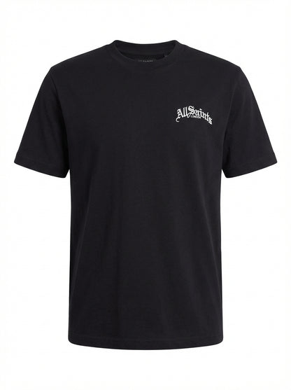 Embroidered Logo Black Relaxed-fit Tshirt For Men