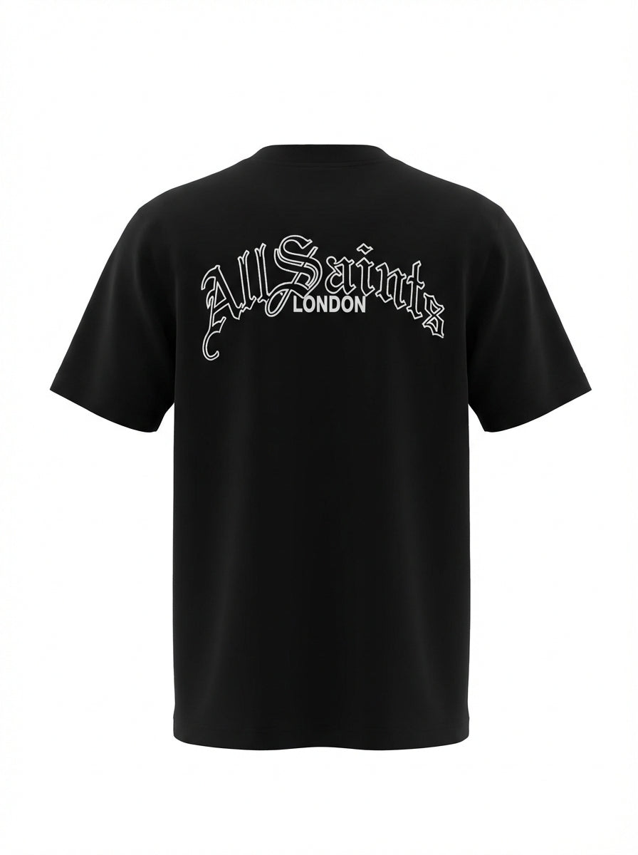 Embroidered Logo Black Relaxed-fit Tshirt For Men