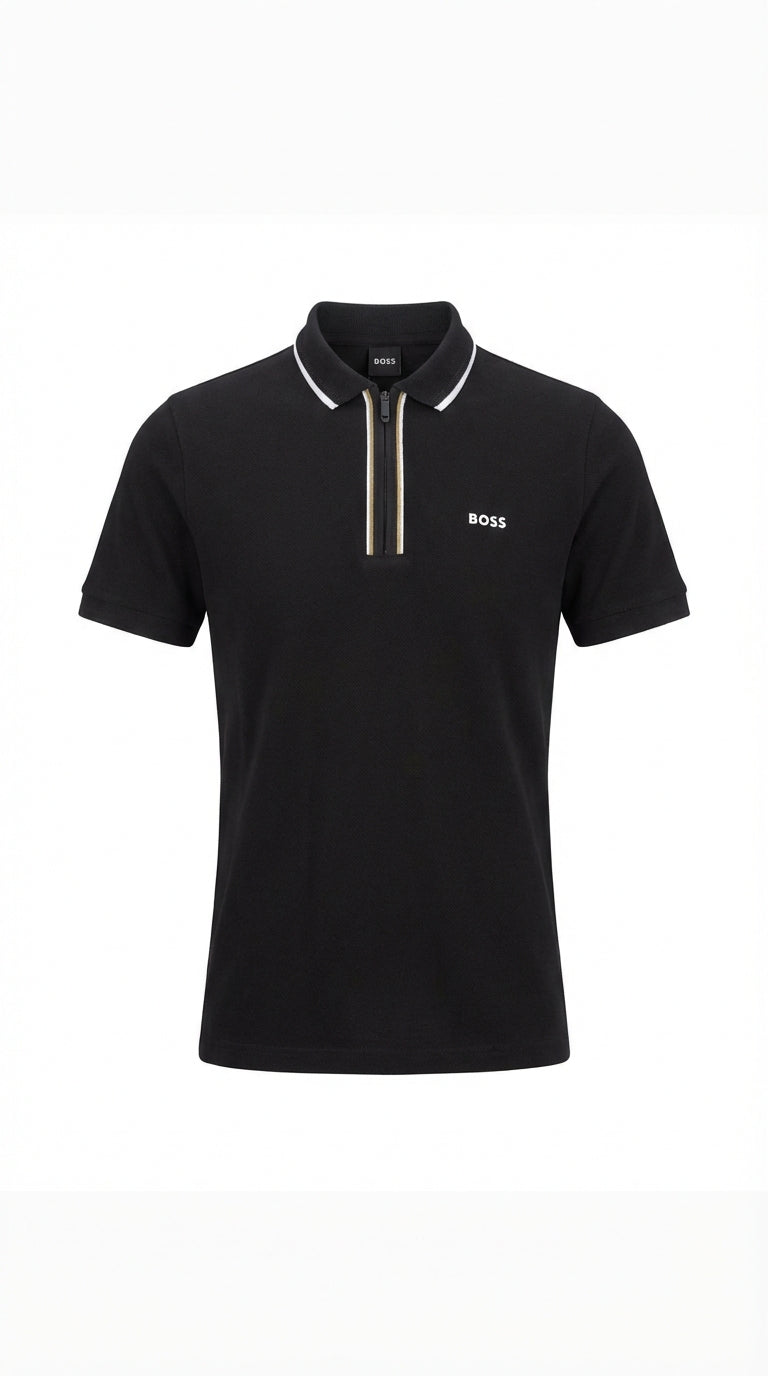 BOSS Rubber Logo Black Polo Tshrit For Men