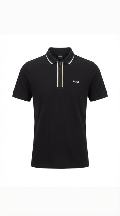 BOSS Rubber Logo Black Polo Tshrit For Men