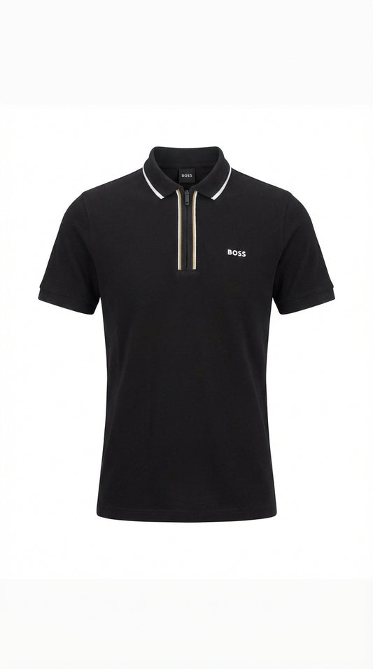 BOSS Rubber Logo Black Polo Tshrit For Men