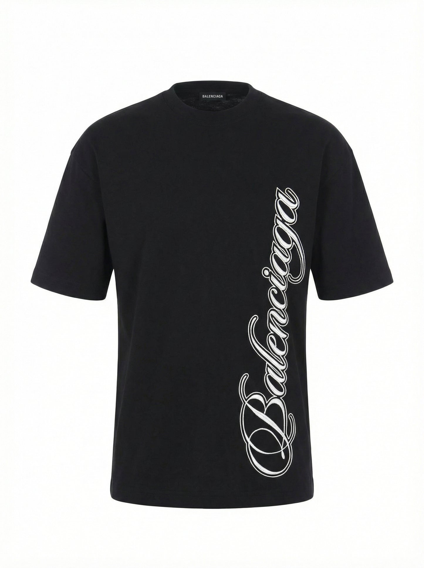 Embroidered Logo Black Relaxed fit Tshirt For Men