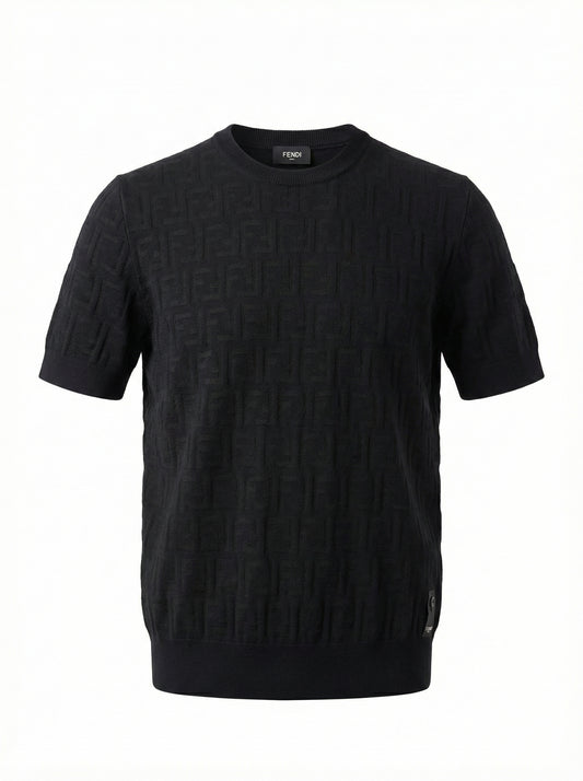 FF Black Knitted Tshirt For Men
