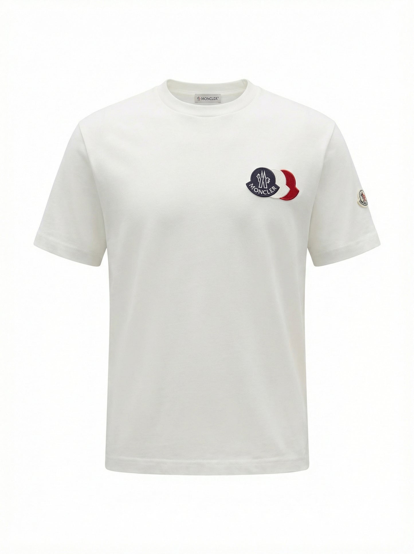 Embroidered Tricolor Logo White Tshirt For Men