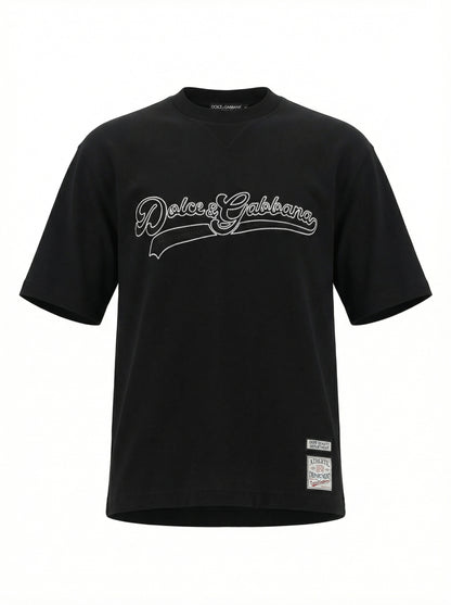 DG Black Relaxed fit Tshirt With Embroidery For Men