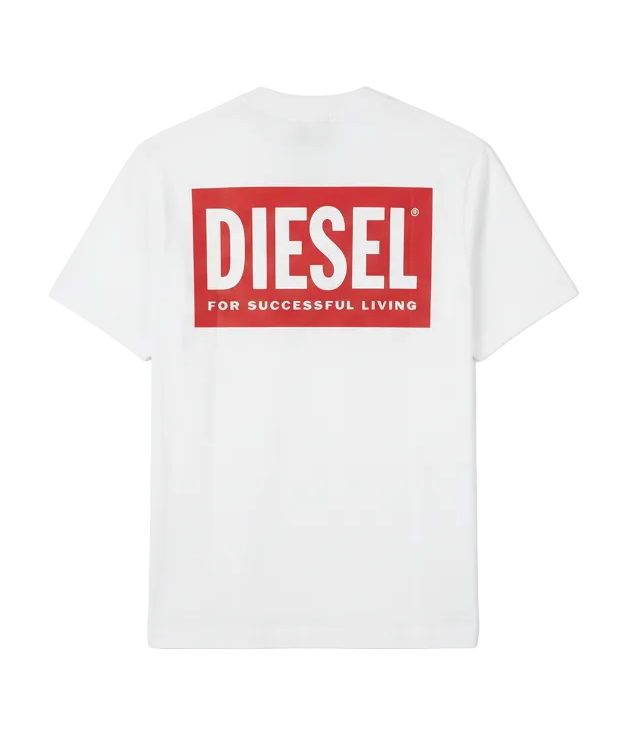 Diesel Logo Printed White Tshirt For Men