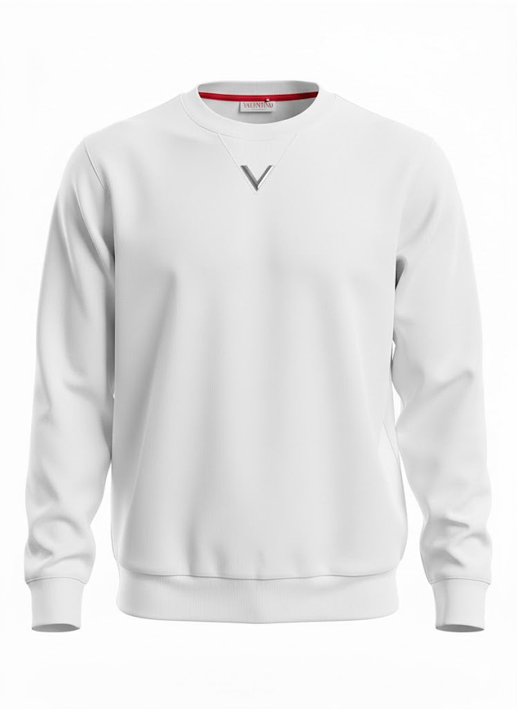 Valentino V metal Logo White Sweatshirt For Men